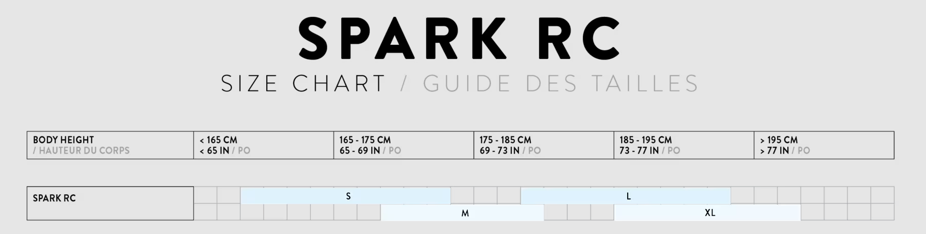 Scott spark Size chart